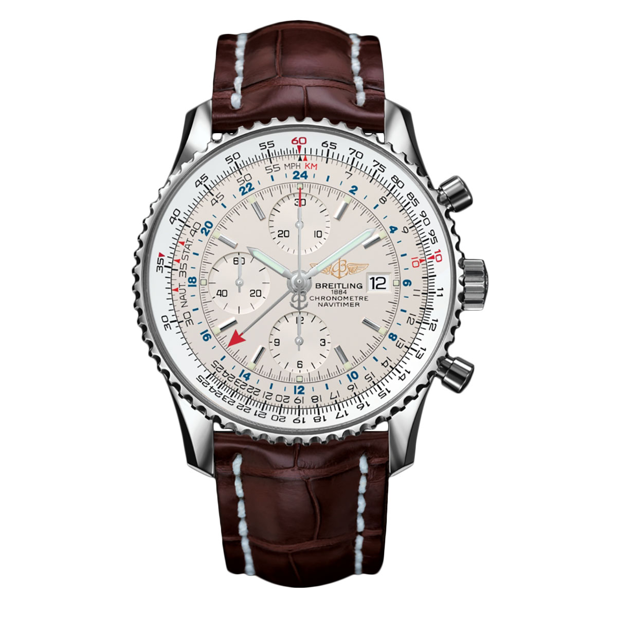 Specially adopting the brown strap, this replica Breitling watch more with a vintage feeling.