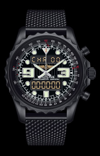 Specially adopting the luminous scale and pointers, this replica Breitling watch shows the clear time display.