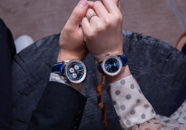 Swiss duplication watches forever are charming with blue color.