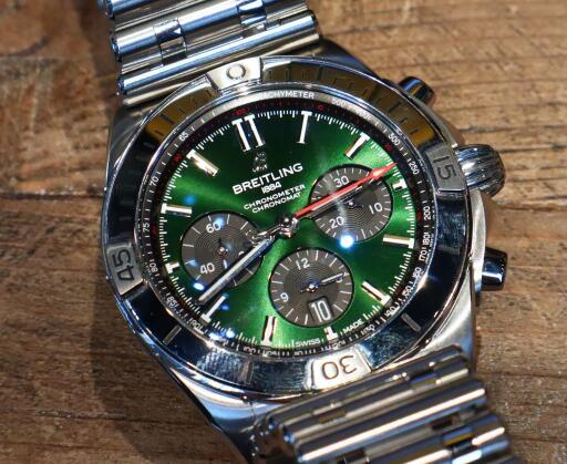 The green dial Chronomat looks more eye-catching.