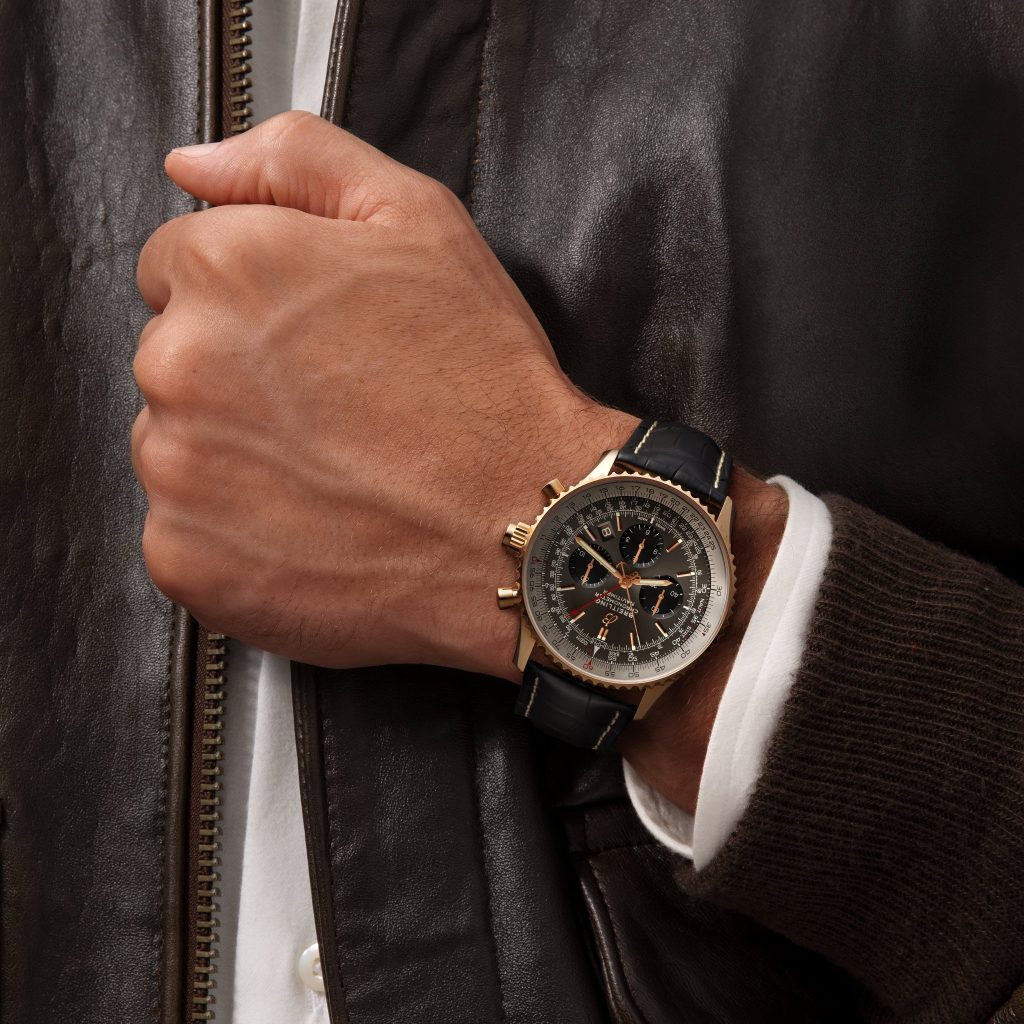 The 45 mm replica watch has grey dial.