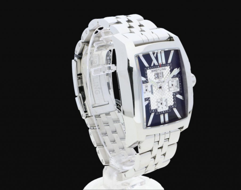 The stainless steel fake watch is designed for men.