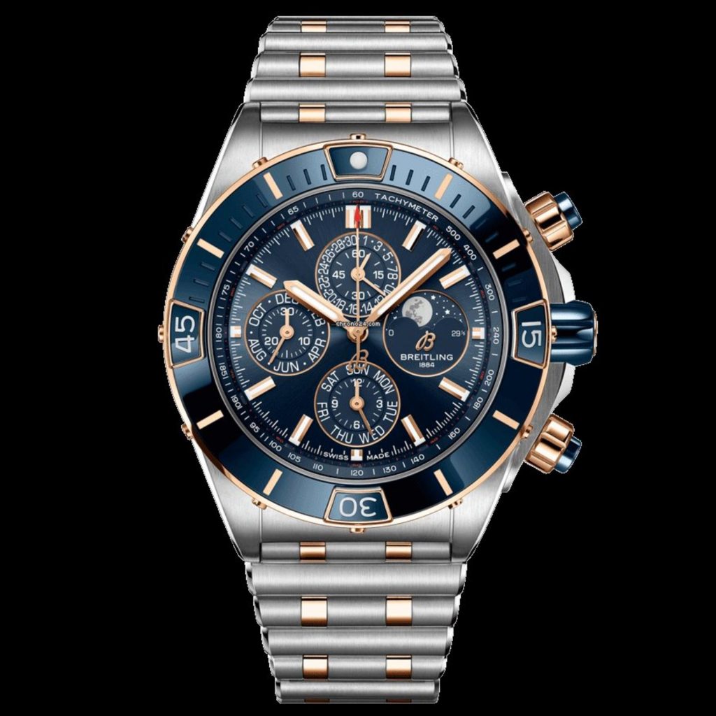 The blue dial fake watch is designed for men.