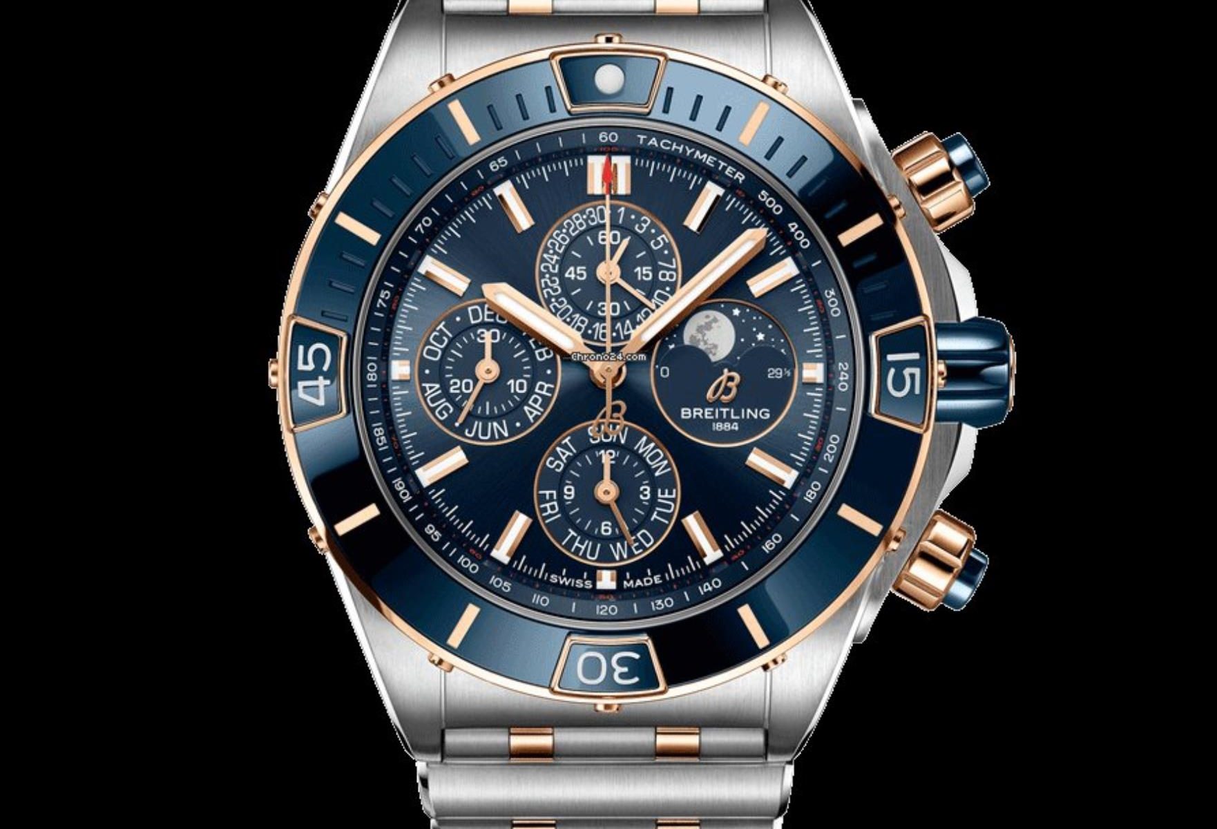 The blue dial fake watch is designed for men.